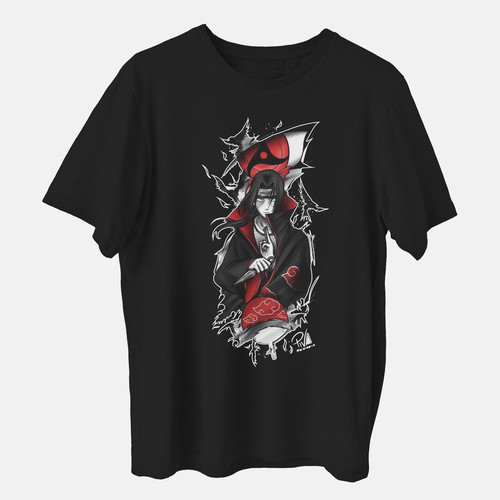 تی شرت آستین کوتاه مردانه مدل انیمه ای ناراتو شخصیت ایتاچی کد anm363