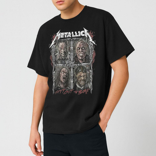 تی شرت آستین کوتاه مردانه مدل گروه متالیکا کد z122