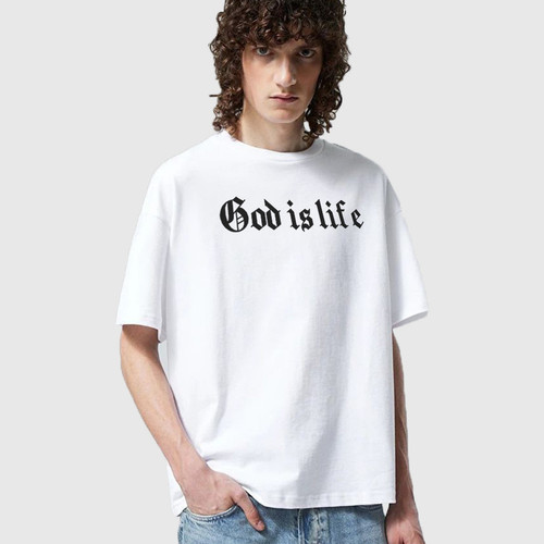 تی شرت آستین کوتاه مردانه مدل ساده god is life یونانی mo435
