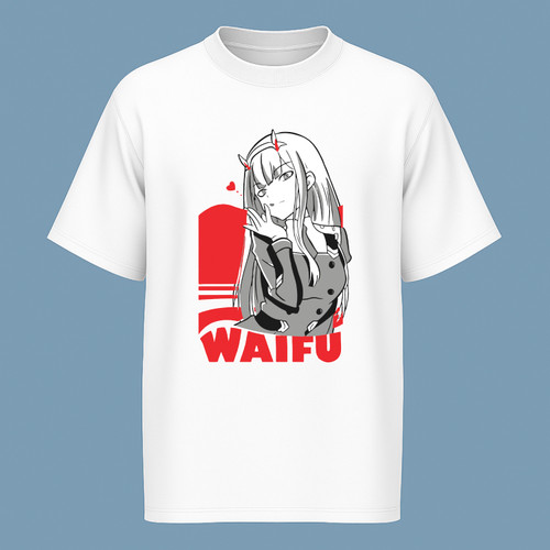 تی شرت آستین کوتاه مدل انیمه ای waifu کد anm212