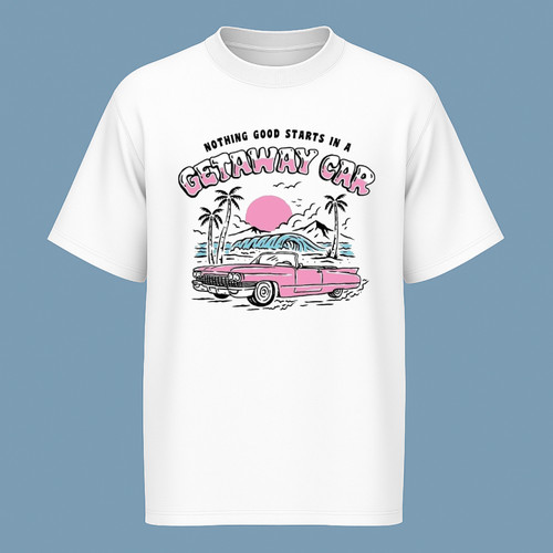 تی شرت آستین کوتاه مدل getaway car mo374